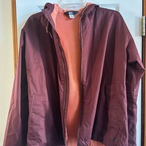 REI Women’s Maroon Rain Jacket with Hood